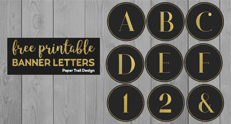 Free Printable Black & Gold Party Banner - Paper Trail Design