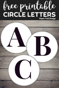 Circle banner letters A, B, & C with text overlay- free printable circle letters