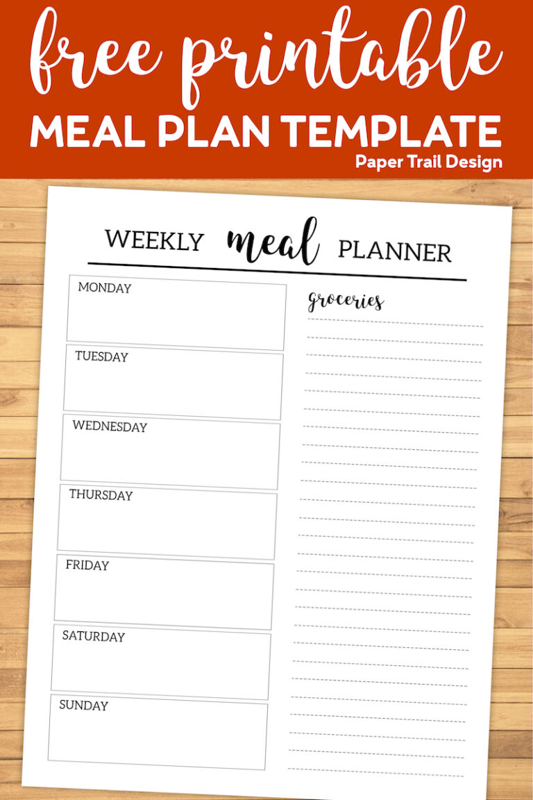 Free Printable Meal Planner Template - Paper Trail Design