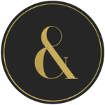 Black circle banner with gold symbol &