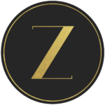 Black circle banner with gold letter Z