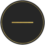 Black circle banner with gold symbol -