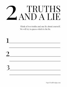 Two truths and a lie printable page