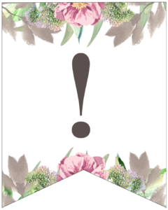 Symbol ! free printable floral banner flag.