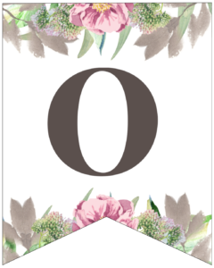 Number 0 free printable floral banner flag.