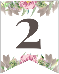 Number 2 free printable floral banner flag.