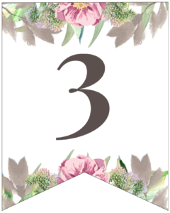 Number 3 free printable floral banner flag. 