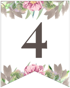 Number 4 free printable floral banner flag. 