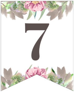 Number 7 free printable floral banner flag.