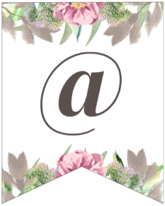 Symbol @ free printable floral banner flag.