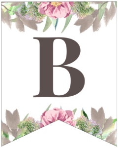 Letter B free printable floral banner flag. 