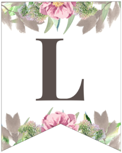 Letter L free printable floral banner flag. 