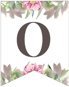 Letter O free printable floral banner flag. 