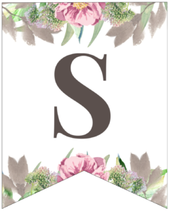 Letter S free printable floral banner flag. 