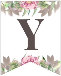 Letter Y free printable floral banner flag. 