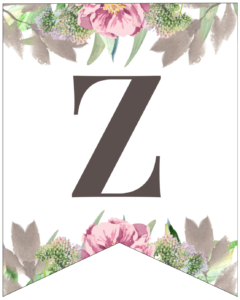 Letter Z free printable floral banner flag. 