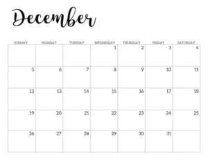 December 2021 calendar page -basic