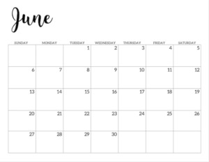 June 2021 calendar page -basic