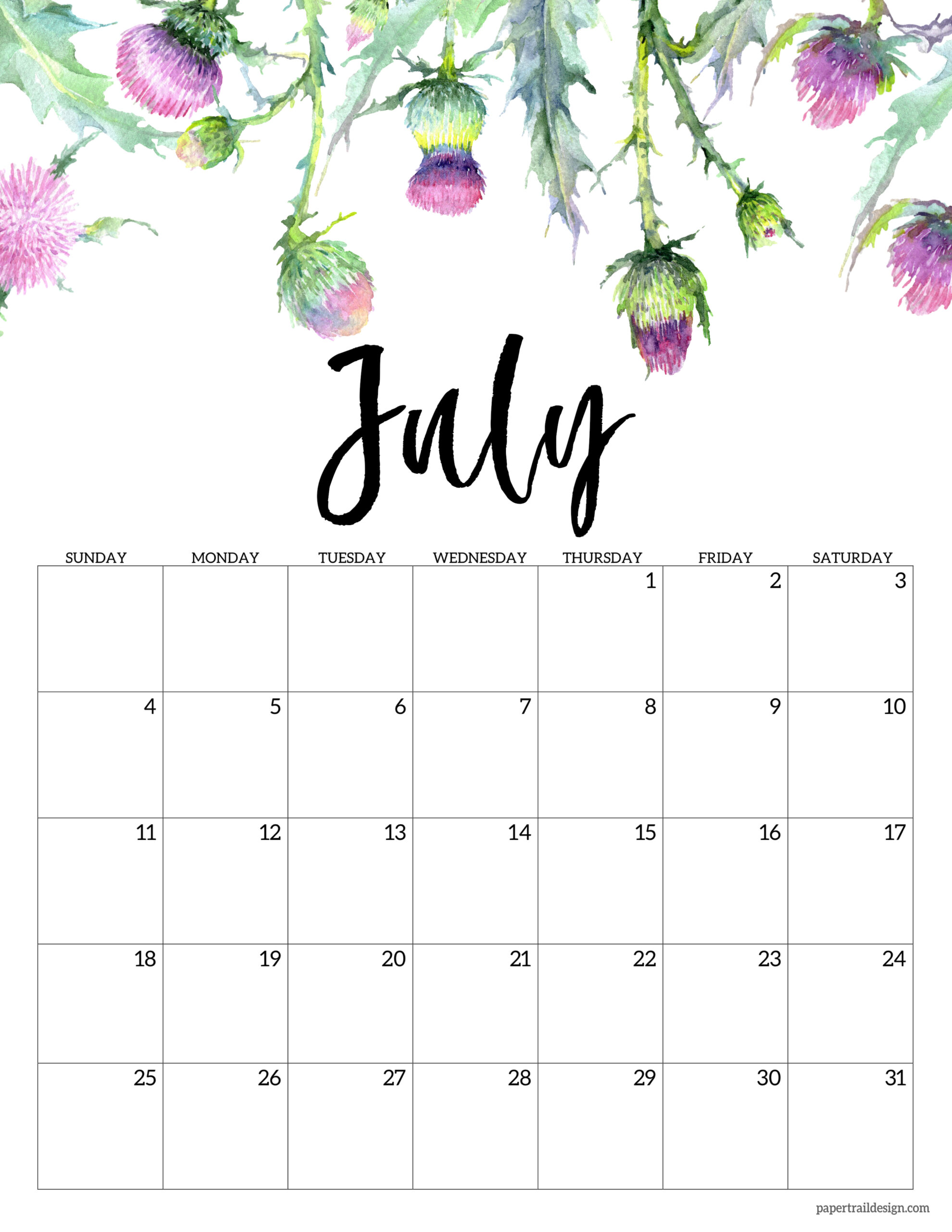 july 2021 calendar floral 2021 Free Printable Calendar Floral Paper Trail Design july 2021 calendar floral