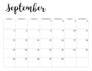 September 2021 calendar page -basic