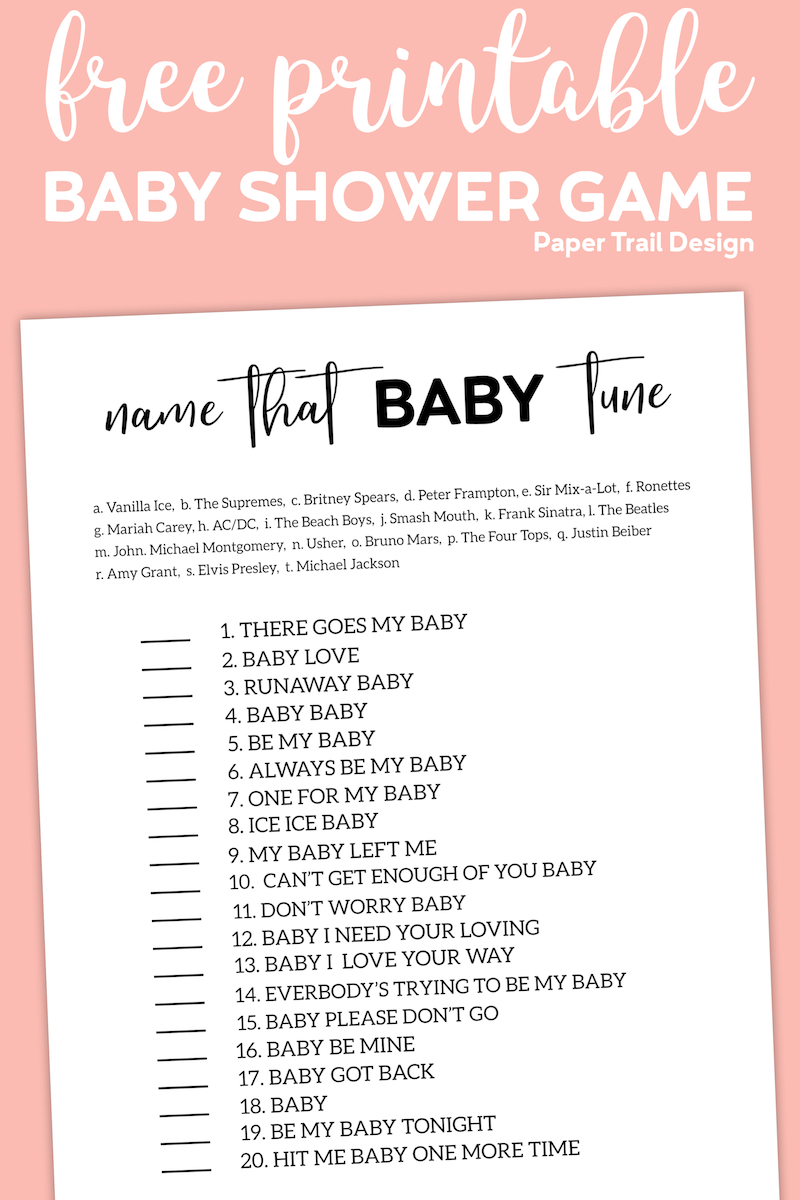 Music Match Printable Baby Shower Game Lyric Song Digital 