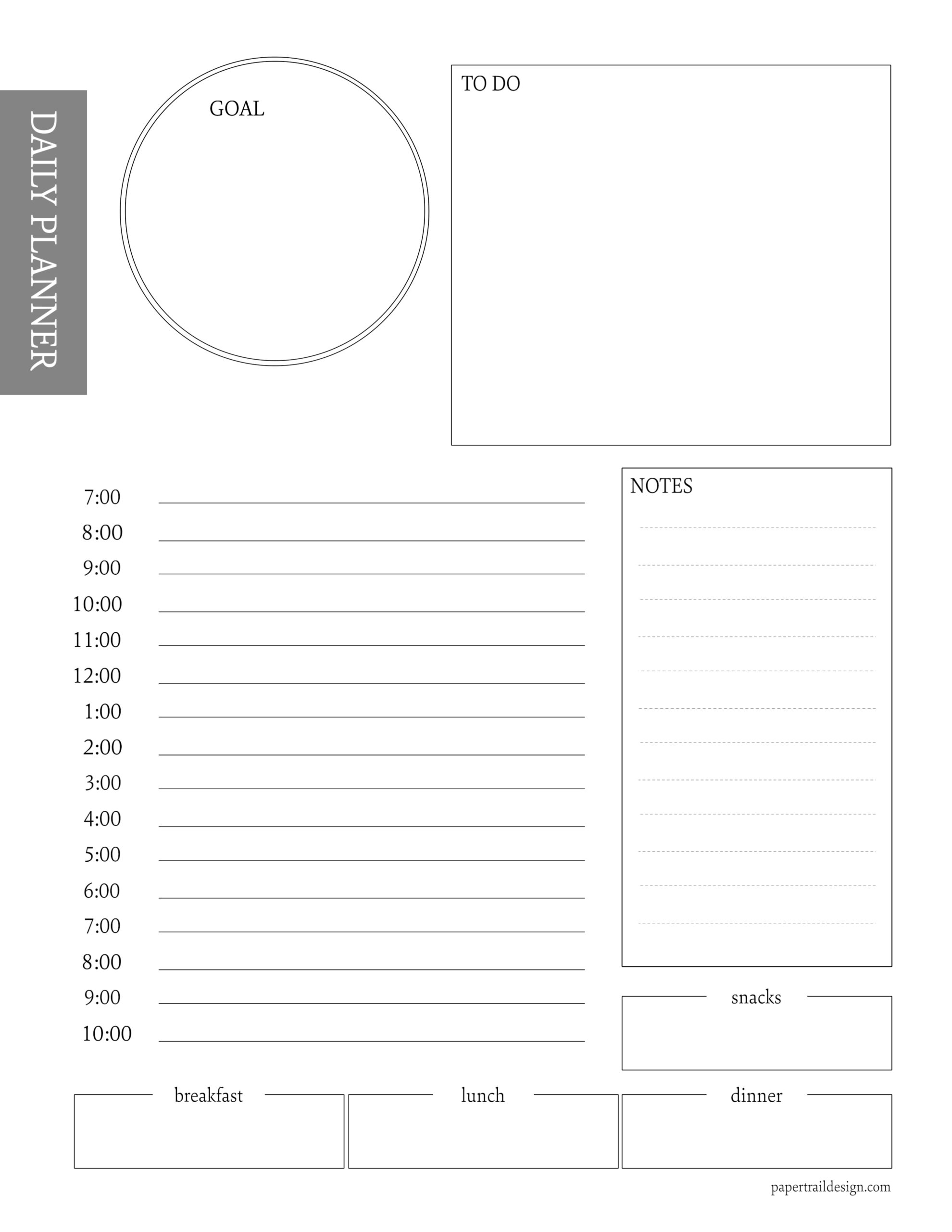 Free Daily Planner Printable Template Paper Trail Design