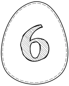 Printable Easter egg with number 6 on it