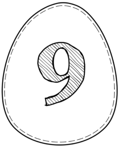 Printable Easter egg with number 9 on it