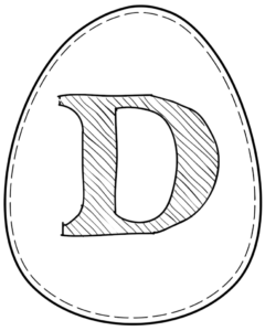 Printable Easter egg with letter D on it