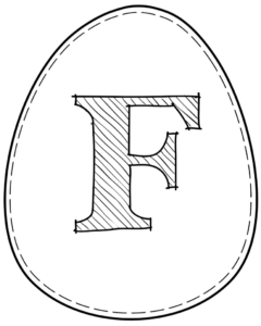 Printable Easter egg with letter F on it