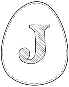 Printable Easter egg with letter J on it