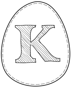 Printable Easter egg with letter K on it