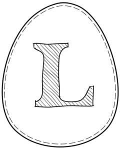 Printable Easter egg with letter L on it