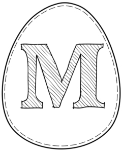 Printable Easter egg with letter M on it