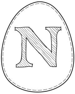 Printable Easter egg with letter N on it