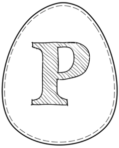 Printable Easter egg with letter P on it