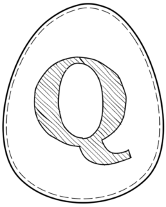 Printable Easter egg with letter Q on it