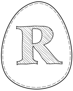 Printable Easter egg with letter R on it