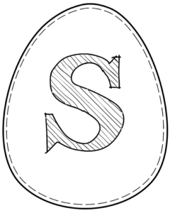 Printable Easter egg with letter S on it