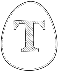 Printable Easter egg with letter T on it