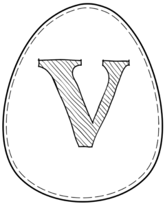 Printable Easter egg with letter V on it