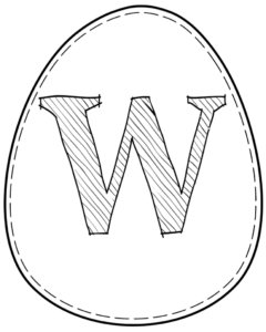 Printable Easter egg with letter W on it