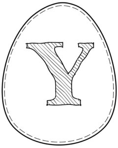 Printable Easter egg with letter Y on it