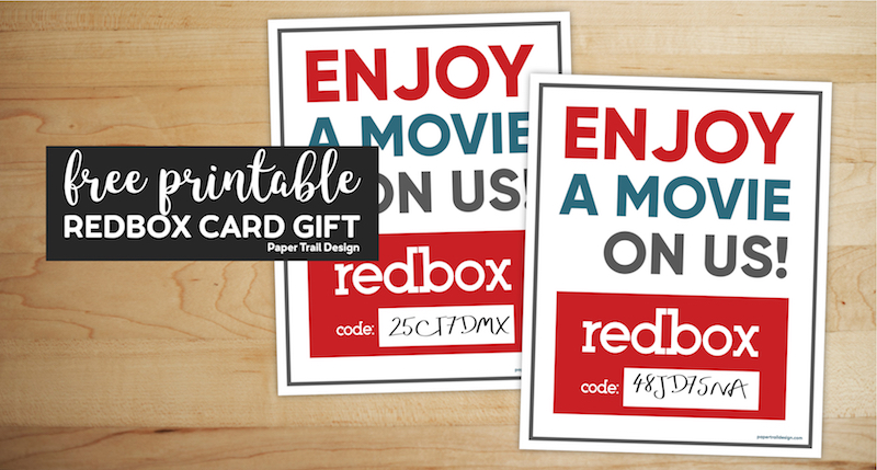 Printable redbox movie code card with text overlay- free printable redbox card gift