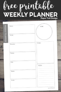 Simple black and white weekly planner page printable with text overlay- free printable weekly planner 