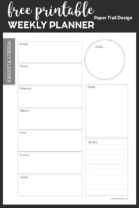 Weekly planner page with goals, notes, to-do list, and a weekly schedule with text overlay- free printable weekly planner