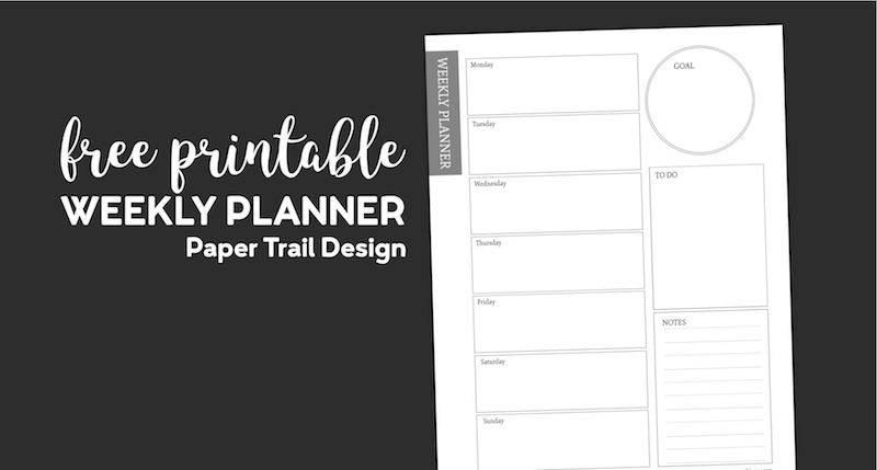 Weekly planner page with goals, notes, to-do list, and a weekly schedule with text overlay- free printable weekly planner