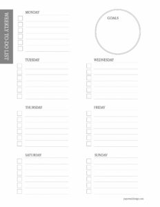 To-do list for each day of the week and a place to write your goal on a printable page