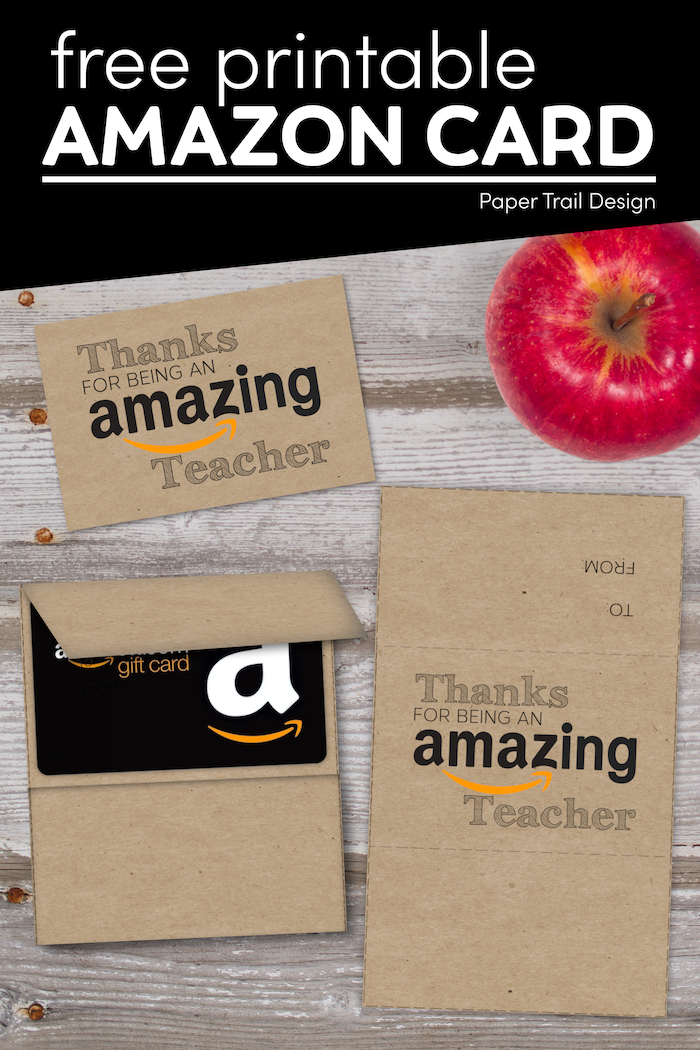 Free Printable Amazon Teacher Gift Card Holder Paper Trail Design