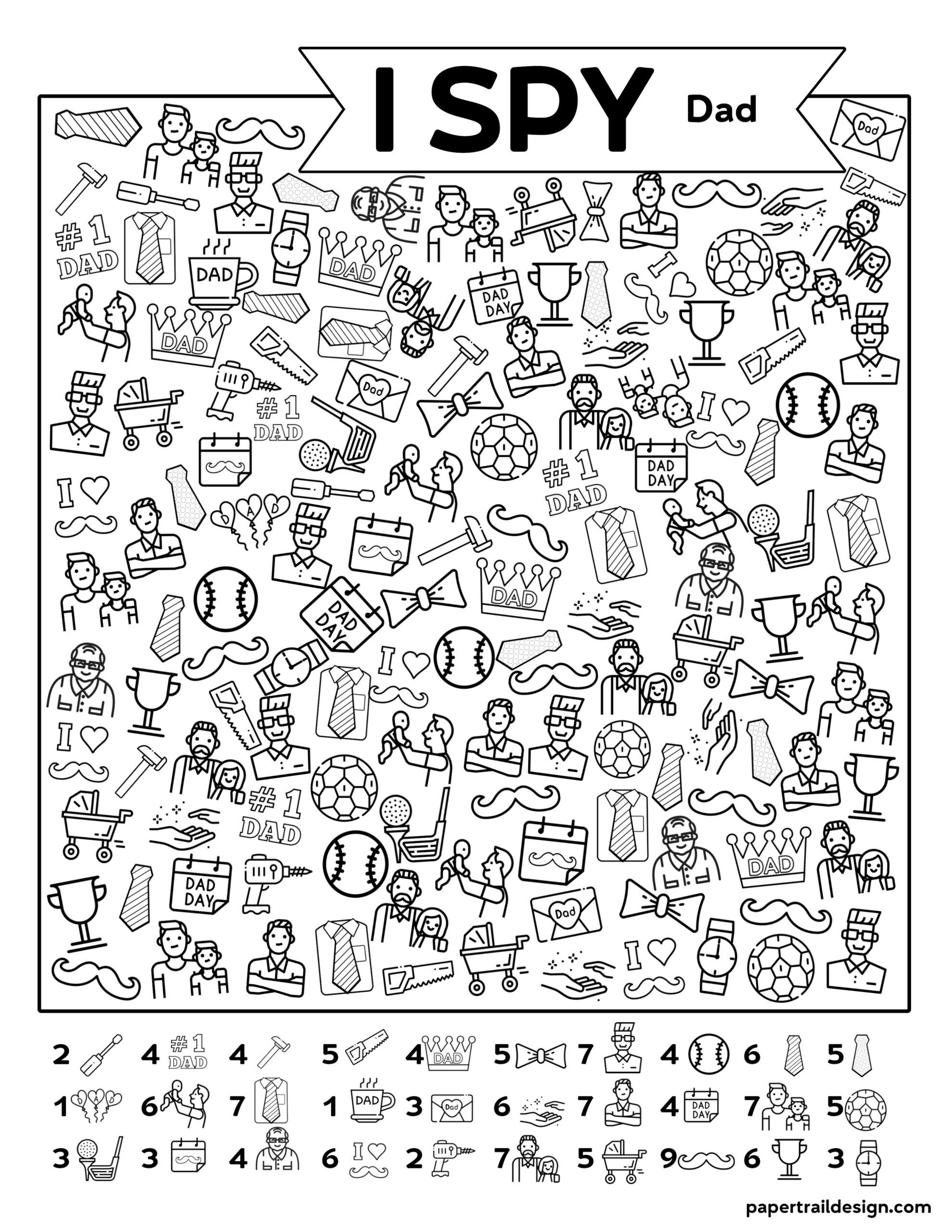 Free Printable I Spy Fathers Day Activity Paper Trail Design 